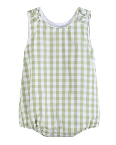 Sage Green Gingham Classic Bubble Romper