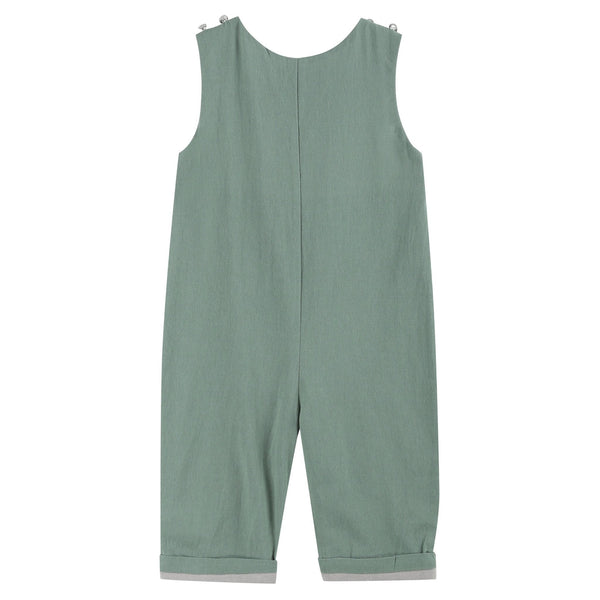 Sage Green Mallard Smocked Overalls