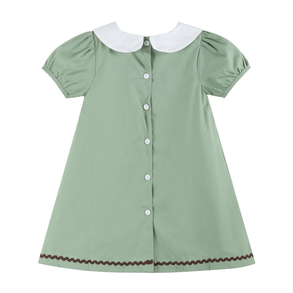 Sage Green Turkey Collared Dress - MOOGCO Baby