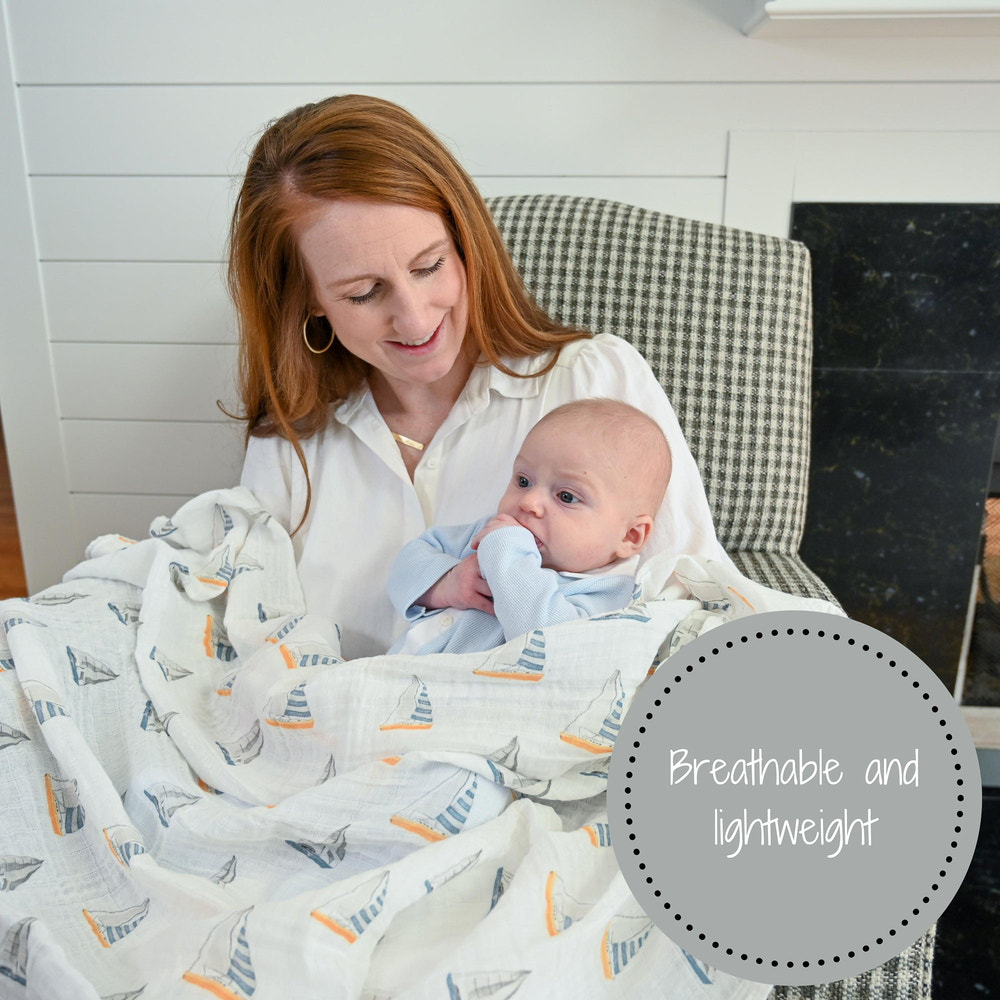 Sailing Away Baby Muslin Swaddle Blanket - MOOGCO Baby