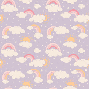 Lavender Rainbows and Clouds Smocked Vintage Dress