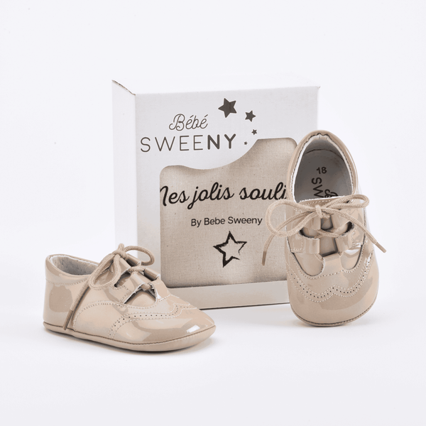 Baby Beige Patent Leather Pre-Walker Shoes