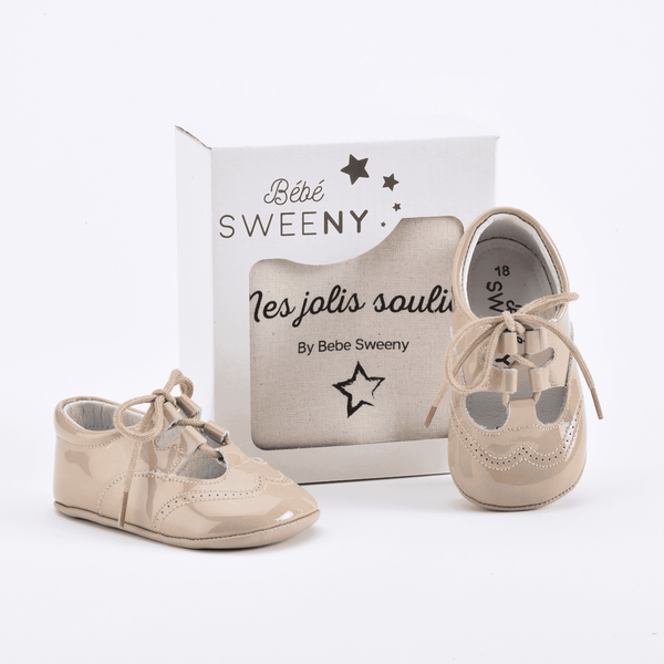 Baby Beige Patent Leather Pre-Walker Shoes