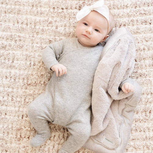 LUSH MINI BLANKETS in soft fabric, perfect lovey for babies, shown from angle 6.