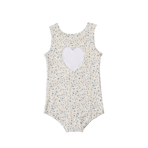 Sweetheart 1 Piece Swimsuit in Scandi Floral, UPF protected, eco-friendly design for babies. Angle 3 view.
