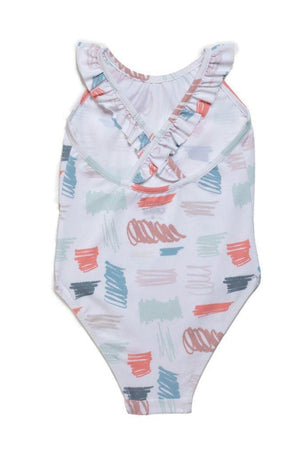 Scribble Girl Swimsuit - Natural / Scribble
