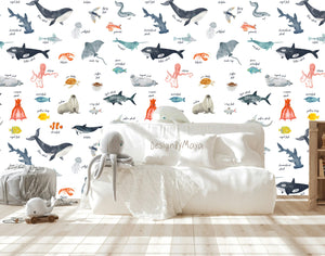 DesignByMaya Alphabet Peel and Stick Nursery Wallpaper 24 inch