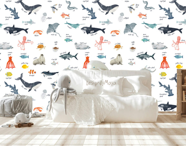 DesignByMaya Alphabet Peel and Stick Nursery Wallpaper 24 inch