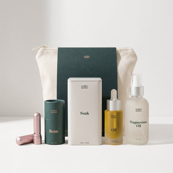 Self-Care Pregnancy Bundle: Essential products for expecting mothers' wellness and comfort.