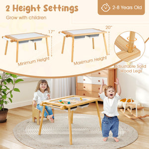 Sensory Table and Chair Set for Kids 2-8 with Foldable Bins-Natural
