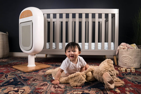 Sereniby Medical-Grade Nursery Purifier with SafeFlow™ Technology for safe, clean sleep in baby’s nursery.