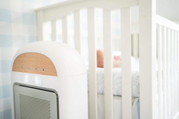Sereniby Medical-Grade Nursery Purifier with SafeFlow™ Technology, enhancing baby sleep and air quality. Angle 2 view.