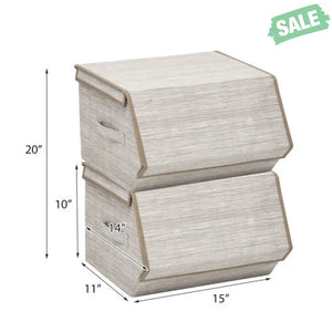 Set of 4 Storage Bins Stackable Cubes with Lid-Gray Kids Storage