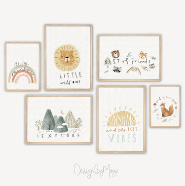 Baby Animals Prints on luster paper for nursery wall art, featuring adorable designs perfect for children's rooms.