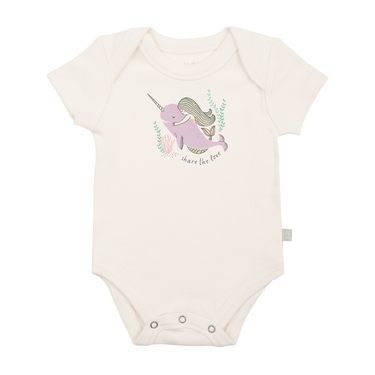 Graphic bodysuit for babies featuring "Share the Love" design in a short sleeve style. Perfect for everyday wear.
