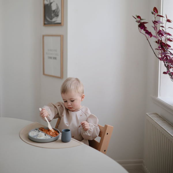 Mushie Long Sleeve Bib water resistant 6 to 24 months