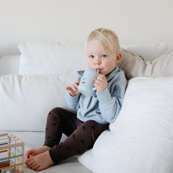 Mushie Silicone Training Cup with Removable Lid and Straw