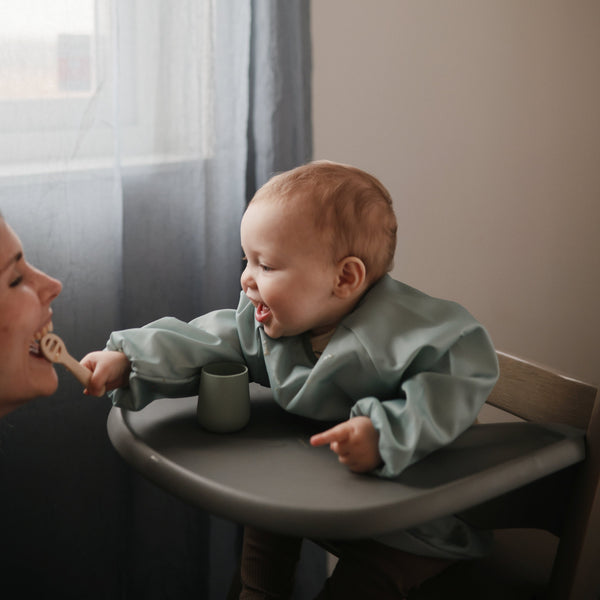 Mushie Long Sleeve Bib water resistant 6 to 24 months