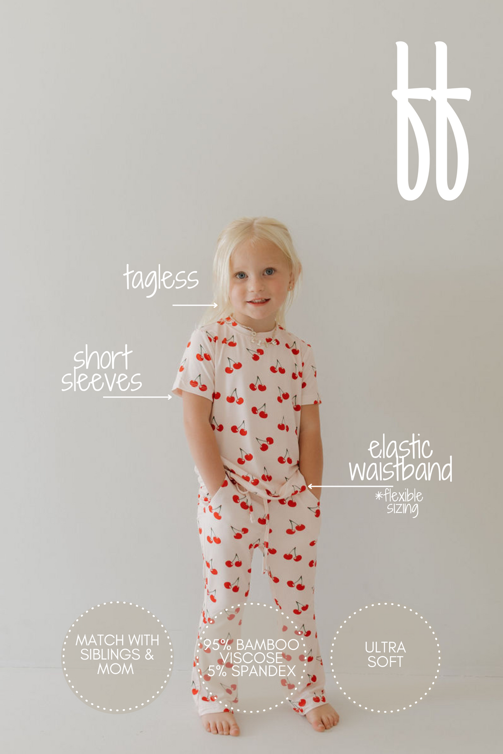 Toddler Short Sleeve Bamboo Lounge Set | Cherry Orchard