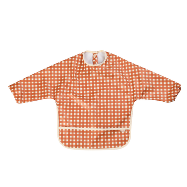 Sienna Gingham Smock Bib for babies, stylish and practical for mealtime messes.