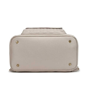 Signature Pearl White Diaper Bag at Angle 9, stylish and functional for modern parents.