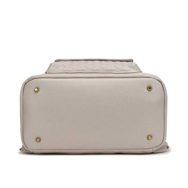 Signature Pearl White Diaper Bag at Angle 9, stylish and functional for modern parents.