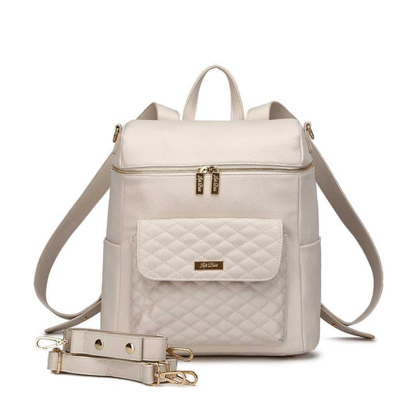 Signature Pearl White Diaper Bag at angle 7, stylish and functional for modern parents.