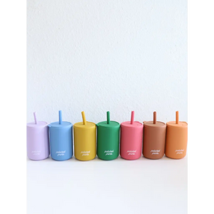 Mini Silicone Straw Cups for Kids in Mustard