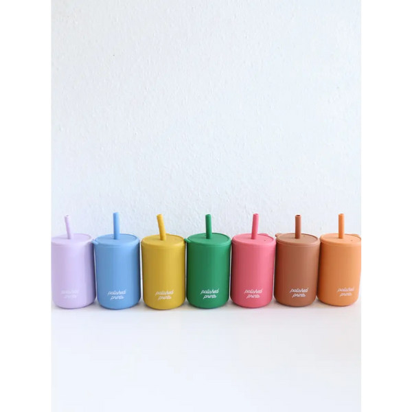Mini Silicone Straw Cups for Kids in Mustard