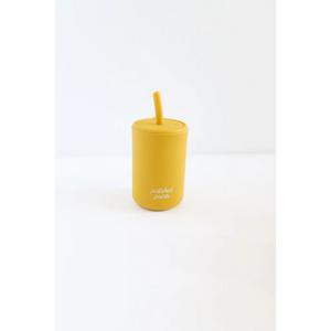 Mini Silicone Straw Cups for Kids in Mustard