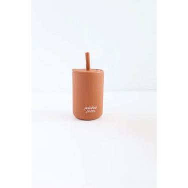 Mini Silicone Straw Cups for Kids in Toasted Nut