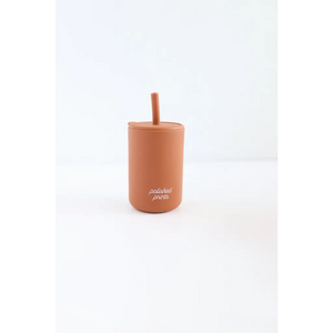 Mini Silicone Straw Cups for Kids in Toasted Nut