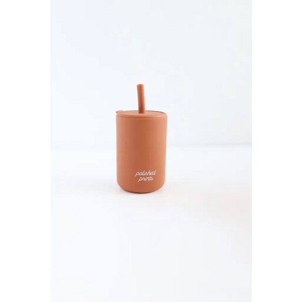 Mini Silicone Straw Cups for Kids in Toasted Nut