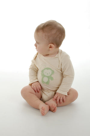 Bamboo Long Sleeve Onesie (Pistachio Monkey)