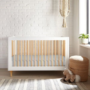 Cooling bamboo crib fitted sheet in angle view, perfect for a comfortable baby sleep.