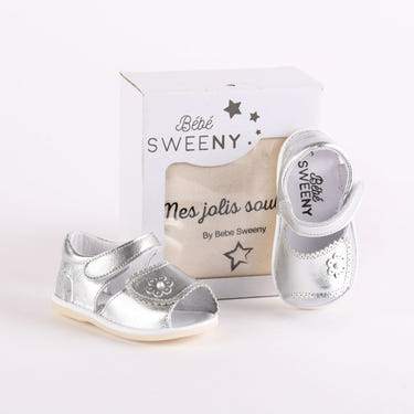 Baby Girls Silver Leather Pre-Walker Sandals