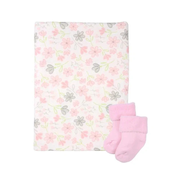 Single Cupcake Set - Floral design blanket for babies, perfect for swaddling and cozy comfort.