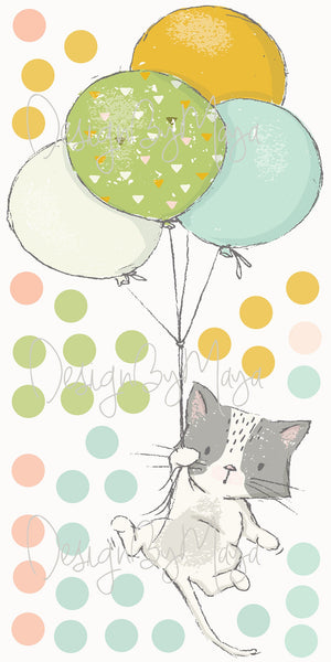 Baby animals inside Hot Air Balloons - Fabric Nursery Wall Art Decals