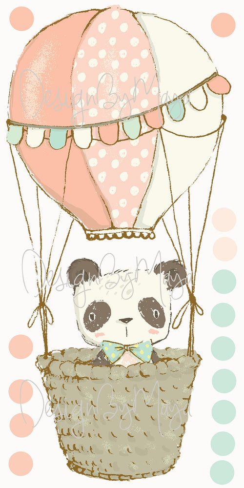 Baby animals in hot air balloons - fabric nursery wall art decals for a whimsical decor touch. Angle 3 view.