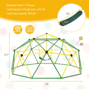 10 Feet Dome Climber with Swing for kids, 800 lbs capacity, perfect for outdoor play and adventure.