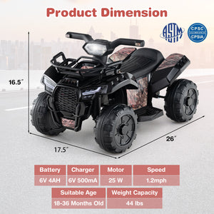 6V Kids ATV Quad Electric Ride On Car with LED Light and MP3