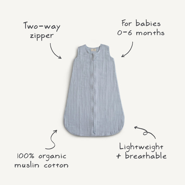 Mushie Organic Cotton Sleep Bag lightweight breathable two-way zipper