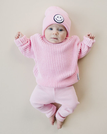 Smiley Beanie | Pink - MOOGCO Baby