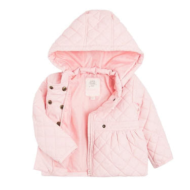Pink Sara Colorblock girls jacket, stylish coat for kids, perfect for chilly days.