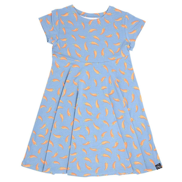 Swirly Girl Short Sleeve Dress - Chili Pepper