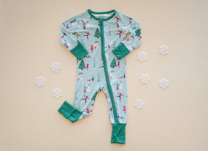 Snow Day Green (Convertible Zip Footies)