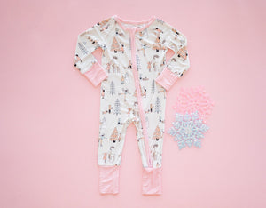 Snow Day Pink (Convertible Zip Footies)