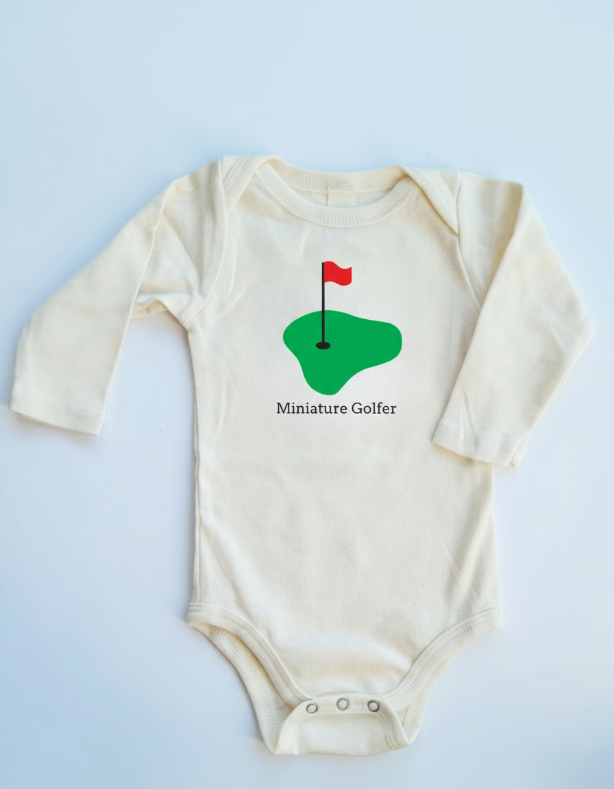 Mini Golfer Long Sleeve Baby Romper | Organic Cotton
