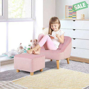 Soft Velvet Upholstered Kids Sofa Chair with Ottoman-Gray Gray Kids Chairs & Seating