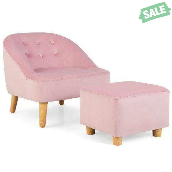 Soft Velvet Upholstered Kids Sofa Chair with Ottoman-Gray Gray Kids Chairs & Seating